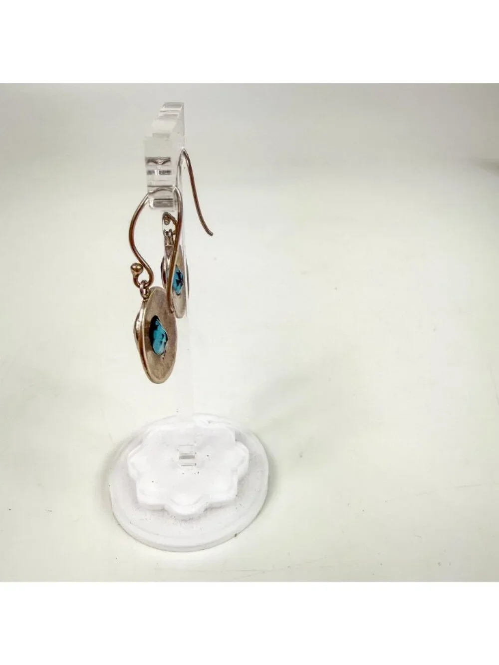 Sterling Silver Blue Topaz Fish Hook Pierced Earrings Oval Granular Textured